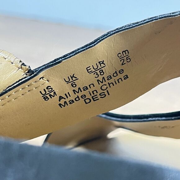 Franco Sarto Desi Leather Buckle Black Wedge Casual Sandals Women's Size US 8 - Picture 7 of 9